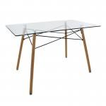 Mesa Oslo cristal rectangular nogal